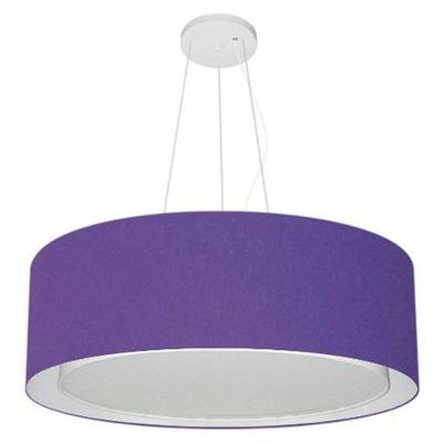 Lustre Pendente Cilíndrico Duplo Vivare Md-4126 Cúpula Em Tecido 80x30cm - Bivolt Roxo 127/220v