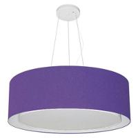 Lustre Pendente Cilíndrico Duplo Vivare Md-4126 Cúpula Em Tecido 80x30cm - Bivolt Roxo 127/220v - 1