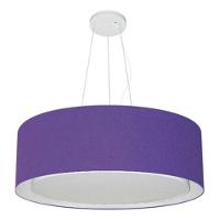 Lustre Pendente Cilíndrico Duplo Vivare Md-4126 Cúpula Em Tecido 80x30cm - Bivolt Roxo 127/220v - 3