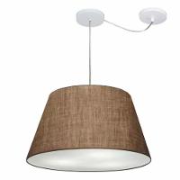 Lustre Pendente Cone Com Desvio De Centro Vivare Md-4283 Cúpula Em Tecido 35x50cm - Bivolt Café 127/220v - 1