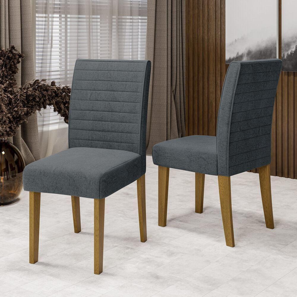 Conjunto Com 2 Cadeiras De Jantar Multimóveis Cr50041 Grafite Grafite - 2