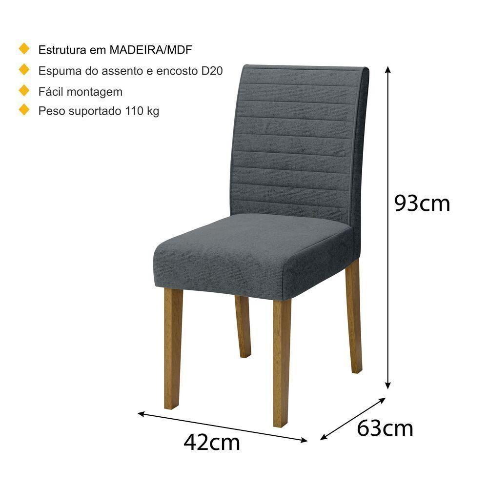 Conjunto Com 2 Cadeiras De Jantar Multimóveis Cr50041 Grafite Grafite - 4