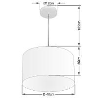 Lustre Pendente Cilíndrico Vivare Md-4244 Cúpula Em Tecido 40x25cm - Bivolt Café 127/220v - 2