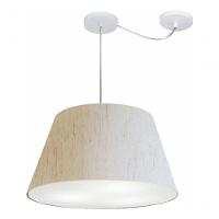 Lustre Pendente Cone Com Desvio De Centro Vivare Md-4283 Cúpula Em Tecido 35x50cm - Bivolt Linho Bege 127/220v - 3