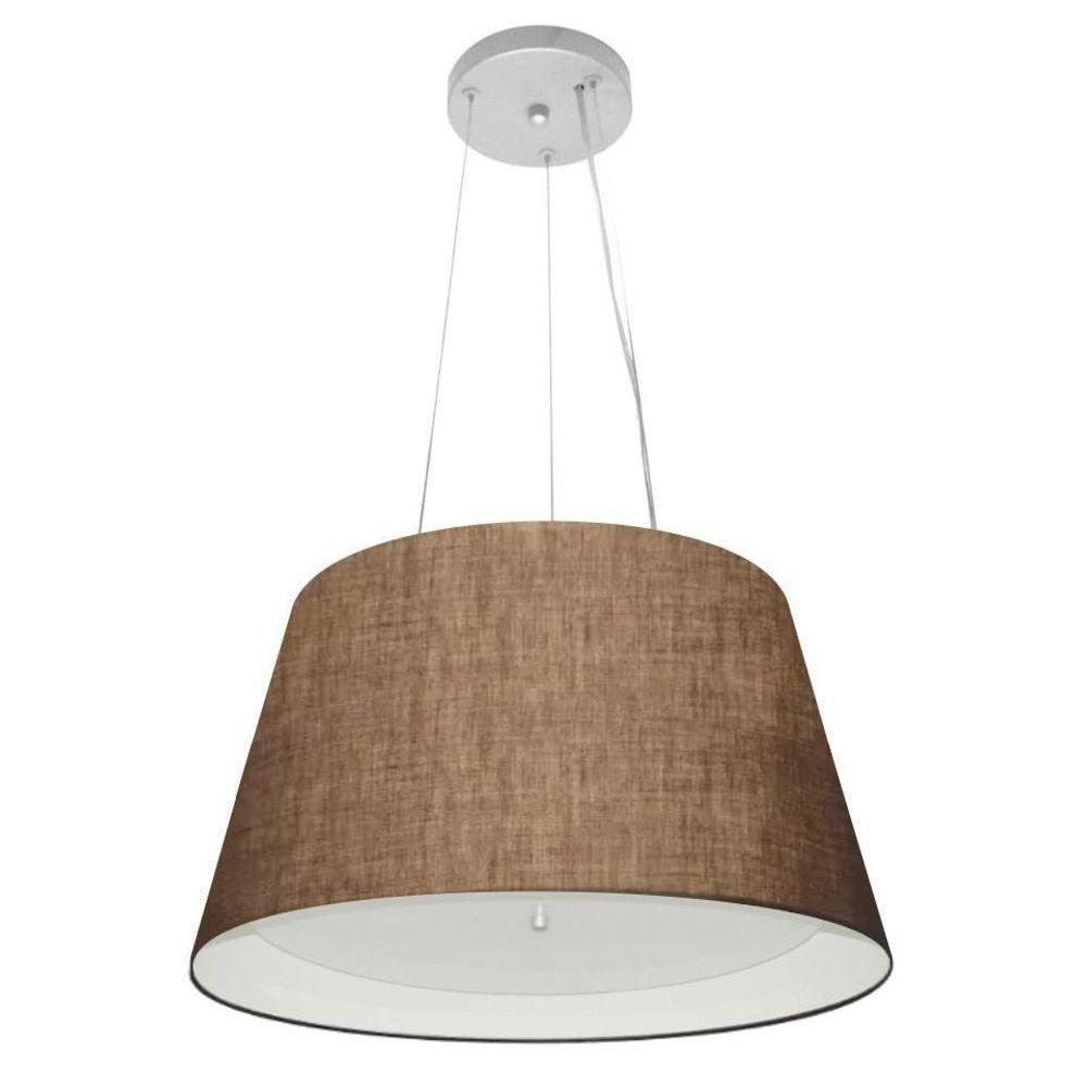 Lustre Pendente Cone Md-4119 Cúpula Em Tecido 21/40x30cm Café / Branco - Bivolt - 1