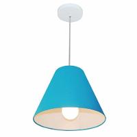 Lustre Pendente Cone Vivare Md-4028 Cúpula Em Tecido 25/30x12cm - Bivolt Azul-turquesa 127/220v - 1