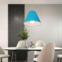 Lustre Pendente Cone Vivare Md-4028 Cúpula Em Tecido 25/30x12cm - Bivolt Azul-turquesa 127/220v - 3