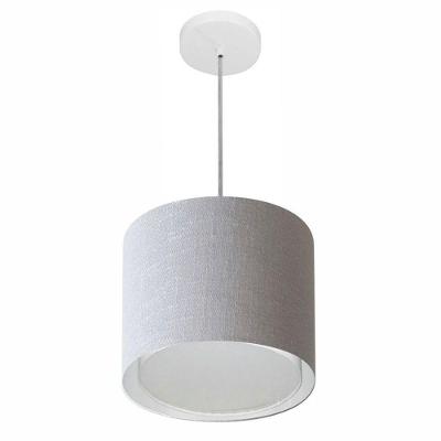 Lustre Pendente Cilíndrico Duplo Vivare Md-4284 Cúpula Em Tecido 30x30cm - Bivolt Rustico-cinza 127/220v