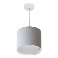 Lustre Pendente Cilíndrico Duplo Vivare Md-4284 Cúpula Em Tecido 30x30cm - Bivolt Rustico-cinza 127/220v - 3