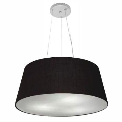 Lustre Pendente Cone Vivare Md-4062 Cúpula Em Tecido 25/60x50cm - Bivolt Preto 127/220v