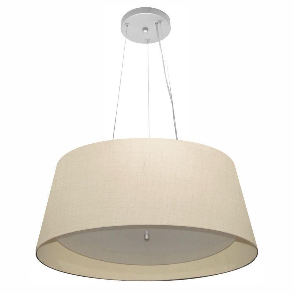 Lustre Pendente Cone Vivare Md-4015 Cúpula Em Tecido 25x60x50cm - Bivolt Algodão-crú 127/220v - 1