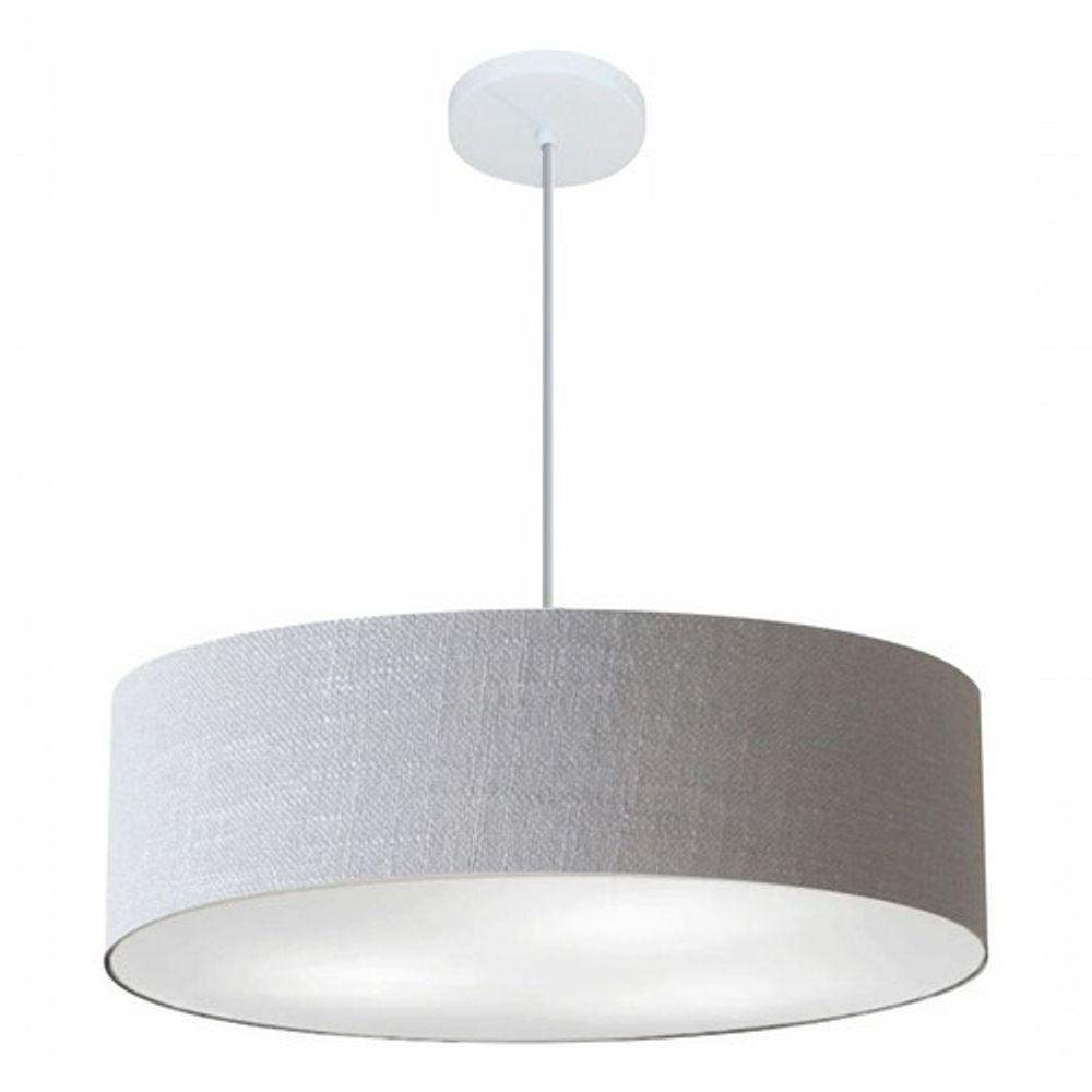 Lustre Pendente Cilíndrico Vivare Md-4221 Cúpula Em Tecido 60x15cm - Bivolt Rustico-cinza 127/220v - 4