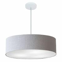 Lustre Pendente Cilíndrico Vivare Md-4221 Cúpula Em Tecido 60x15cm - Bivolt Rustico-cinza 127/220v - 1