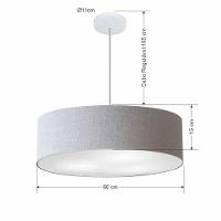 Lustre Pendente Cilíndrico Vivare Md-4221 Cúpula Em Tecido 60x15cm - Bivolt Rustico-cinza 127/220v - 2