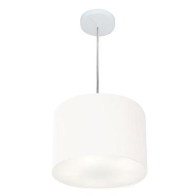 Lustre Pendente Cilíndrico Vivare Md-4210 Cúpula Em Tecido 30x25cm - Bivolt Branco 127/220v