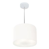 Lustre Pendente Cilíndrico Vivare Md-4210 Cúpula Em Tecido 30x25cm - Bivolt Branco 127/220v - 1