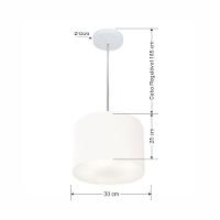 Lustre Pendente Cilíndrico Vivare Md-4210 Cúpula Em Tecido 30x25cm - Bivolt Branco 127/220v - 2