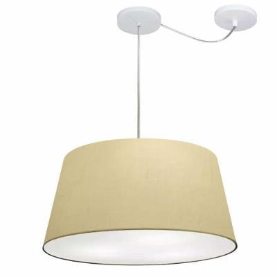 Lustre Pendente Cone Com Desvio De Centro Vivare Md-4282 Cúpula Em Tecido 40x50cm - Bivolt Algodão-crú 127/220v
