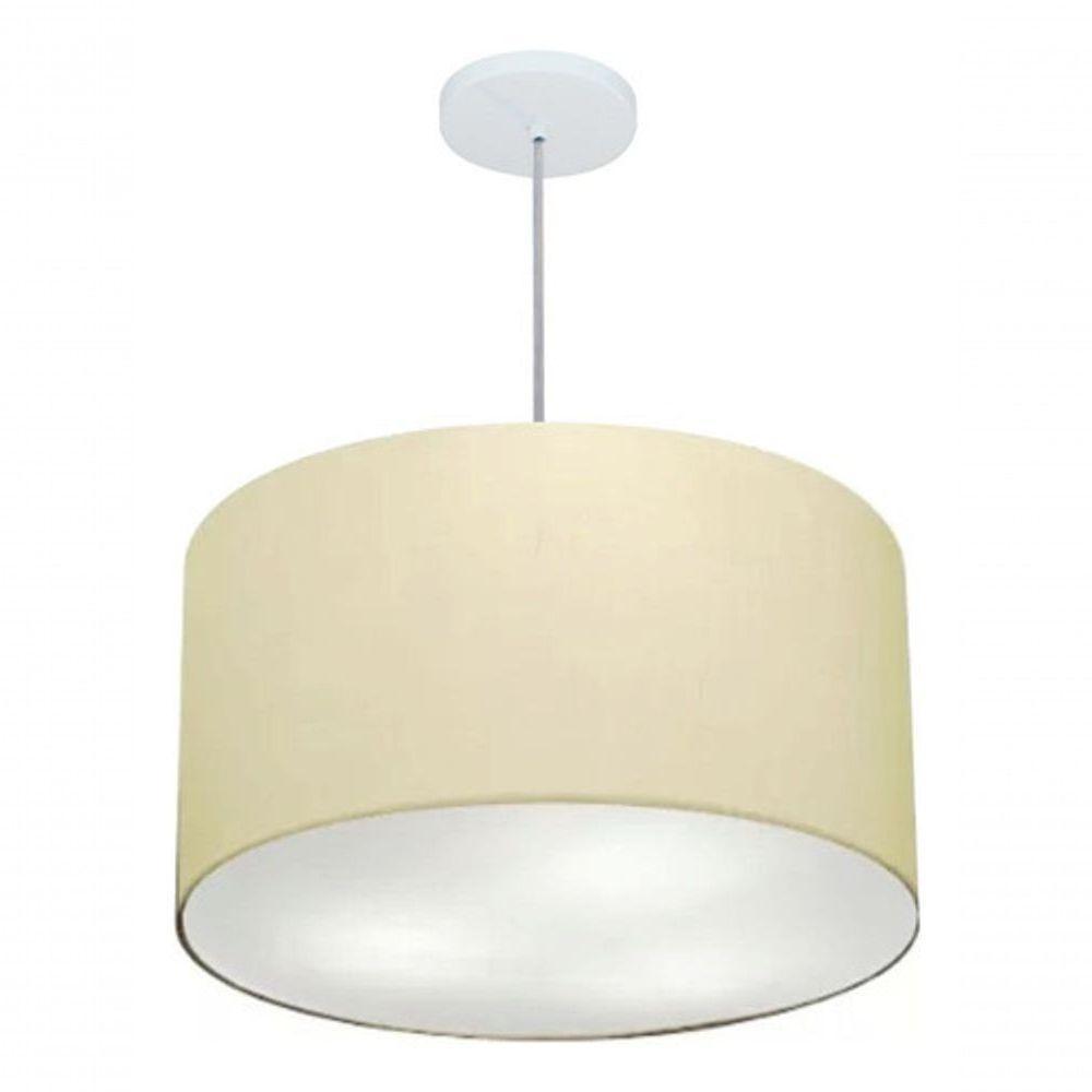 Lustre Pendente Cilíndrico Vivare Md-4257 Cúpula Em Tecido 45x30cm - Bivolt Algodão-crú 127/220v - 4