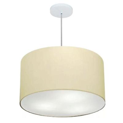 Lustre Pendente Cilíndrico Vivare Md-4257 Cúpula Em Tecido 45x30cm - Bivolt Algodão-crú 127/220v