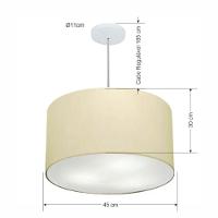 Lustre Pendente Cilíndrico Vivare Md-4257 Cúpula Em Tecido 45x30cm - Bivolt Algodão-crú 127/220v - 2