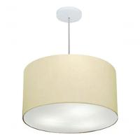 Lustre Pendente Cilíndrico Vivare Md-4257 Cúpula Em Tecido 45x30cm - Bivolt Algodão-crú 127/220v