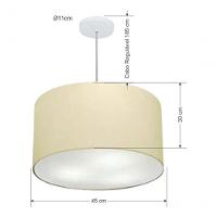 Lustre Pendente Cilíndrico Vivare Md-4257 Cúpula Em Tecido 45x30cm - Bivolt Algodão-crú 127/220v - 5