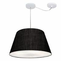 Lustre Pendente Cone Com Desvio De Centro Vivare Md-4283 Cúpula Em Tecido 35x50cm - Bivolt Preto 127/220v - 1