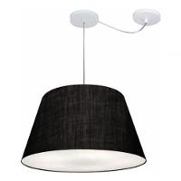 Lustre Pendente Cone Com Desvio De Centro Vivare Md-4283 Cúpula Em Tecido 35x50cm - Bivolt Preto 127/220v - 3