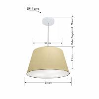Lustre Pendente Cone Vivare Md-4021 Cúpula Em Tecido 21/40x30cm - Bivolt Algodão-crú 127/220v - 2