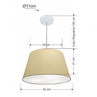 Lustre Pendente Cone Vivare Md-4021 Cúpula Em Tecido 21/40x30cm - Bivolt Algodão-crú 127/220v - 5
