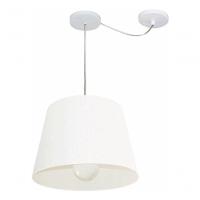 Lustre Pendente Cone Com Desvio De Centro Vivare Md-4274 Cúpula Em Tecido 30x40cm - Bivolt Branco 127/220v - 3