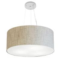 Lustre Pendente Cilíndrico Md-4047 Cúpula Em Tecido 50x21cm Rustico Bege - Bivolt - 1