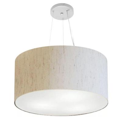 Lustre Pendente Cilíndrico Vivare Md-4191 Cúpula Em Tecido 55x25cm - Bivolt Linho Bege 127/220v