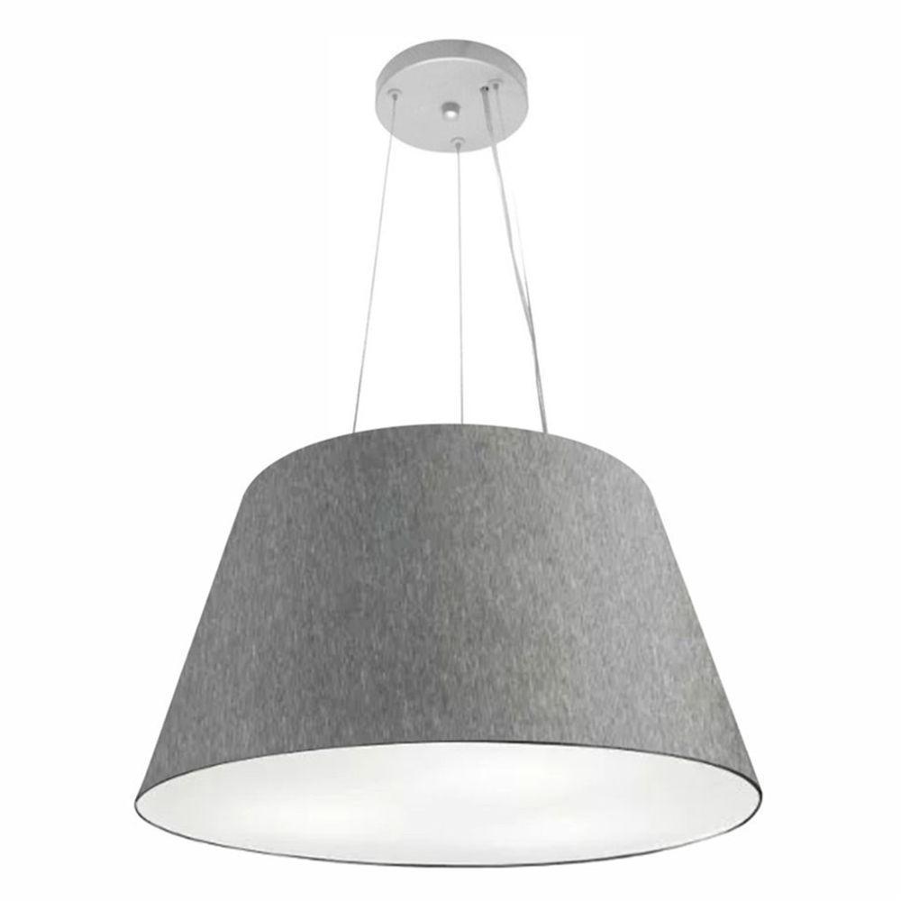 Lustre Pendente Cone Md-4141 Cúpula Em Tecido 30/50x35cm Rustico Cinza - Bivolt - 1