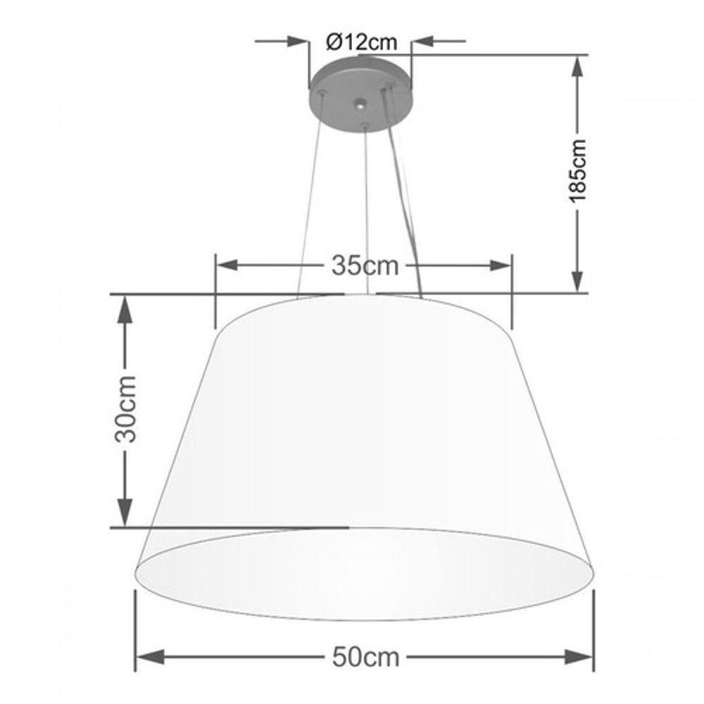 Lustre Pendente Cone Md-4141 Cúpula Em Tecido 30/50x35cm Rustico Cinza - Bivolt - 4