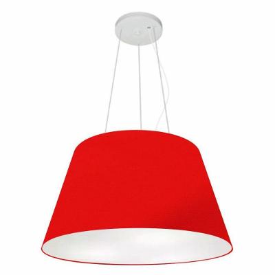 Lustre Pendente Cone Vivare Md-4141 Cúpula Em Tecido 30/50x35cm - Bivolt Vermelho 127/220v