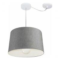Lustre Pendente Cone Com Desvio De Centro Vivare Md-4275 Cúpula Em Tecido 40x45cm - Bivolt Rustico-cinza 127/220v - 3