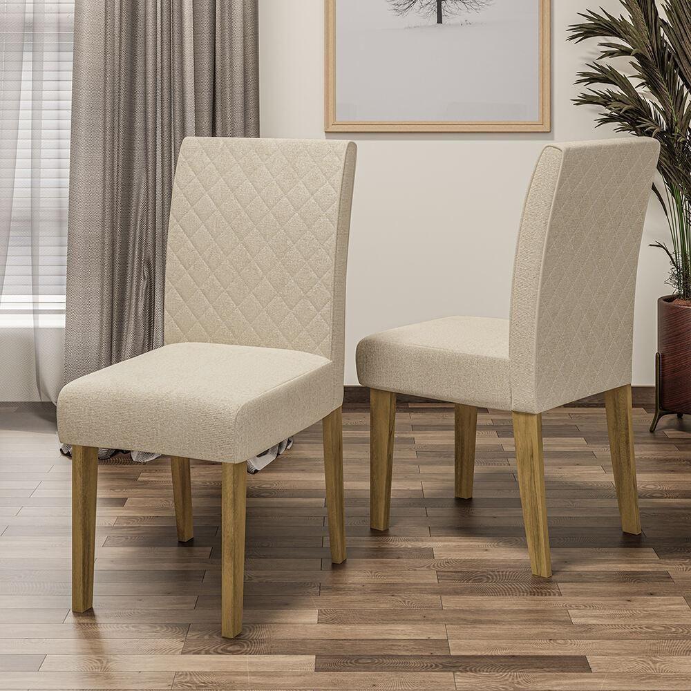 Conjunto Com 2 Cadeiras De Jantar Multimóveis Cr50039 Bege Bege - 2