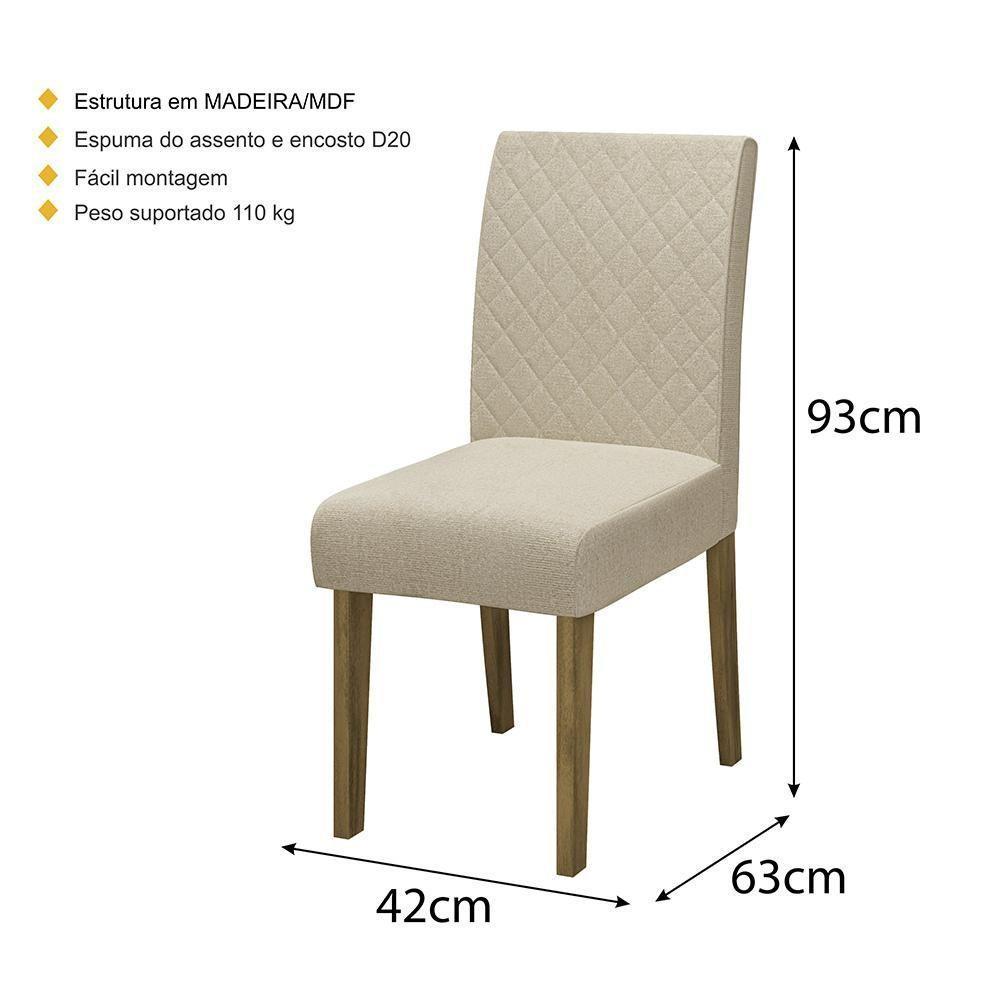 Conjunto Com 2 Cadeiras De Jantar Multimóveis Cr50039 Bege Bege - 4