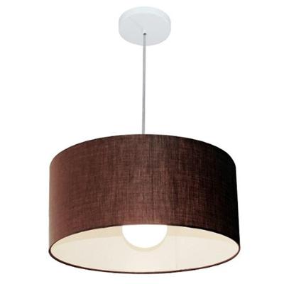 Lustre Pendente Cilíndrico Md-4052 Cúpula Em Tecido 50x21cm Café - Bivolt