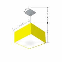 Lustre Pendente Quadrado Vivare Md-4020 Cúpula Em Tecido 21/35x35cm - Bivolt Amarelo 127/220v - 2