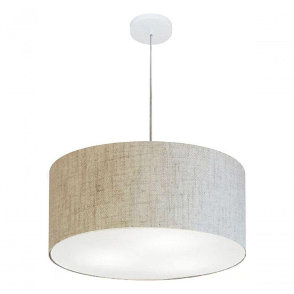 Lustre Pendente Cilíndrico Vivare Md-4049 Cúpula Em Tecido 50x21cm - Bivolt Rustico-bege 127/220v - 4