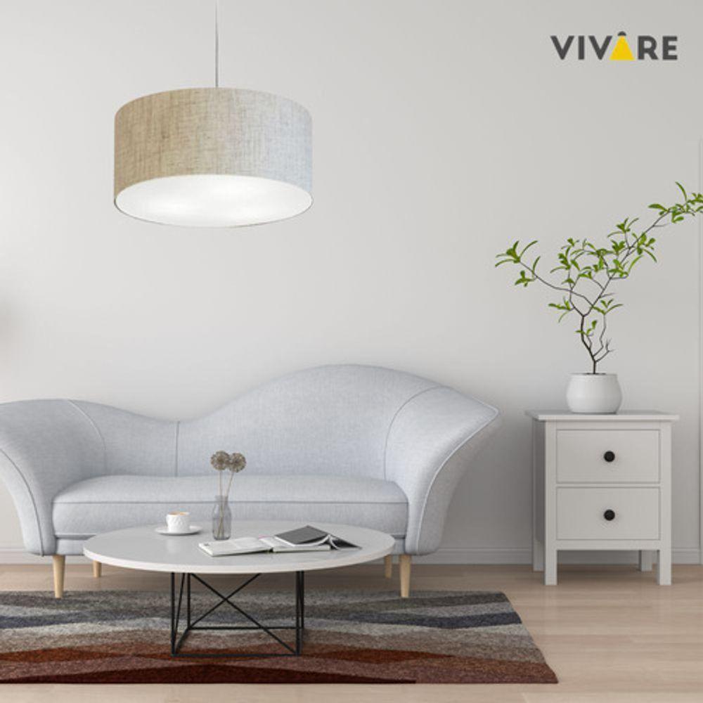 Lustre Pendente Cilíndrico Vivare Md-4049 Cúpula Em Tecido 50x21cm - Bivolt Rustico-bege 127/220v - 6