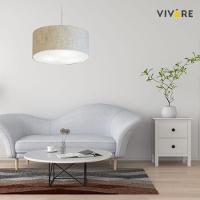 Lustre Pendente Cilíndrico Vivare Md-4049 Cúpula Em Tecido 50x21cm - Bivolt Rustico-bege 127/220v - 6