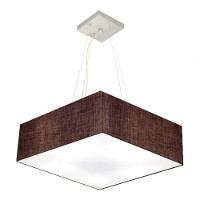 Lustre Pendente Quadrado Vivare Md-4137 Cúpula Em Tecido 15/70x70cm - Bivolt Café 127/220v - 3