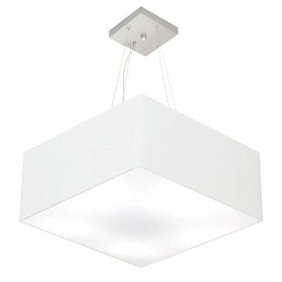 Lustre Pendente Quadrado Vivare Md-4006 Cúpula Em Tecido 21/50x50cm - Bivolt Branco 127/220v