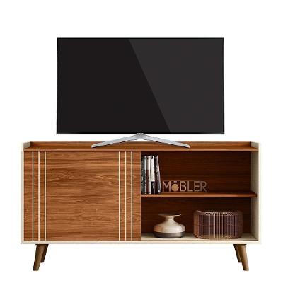 Rack Bancada New Austin 135,7cm Cinamomo Mel-pérola Metalizado Para Tv Até 50 - Mobler Cinamomo Mel-pérola Metalizado