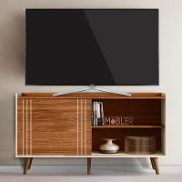 Rack Bancada New Austin 135,7cm Cinamomo Mel-pérola Metalizado Para Tv Até 50 - Mobler Cinamomo Mel-pérola Metalizado - 2