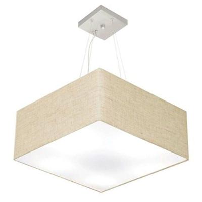 Lustre Pendente Quadrado Vivare Md-4071 Cúpula Em Tecido 30/70x70cm - Bivolt Rustico-bege 127/220v